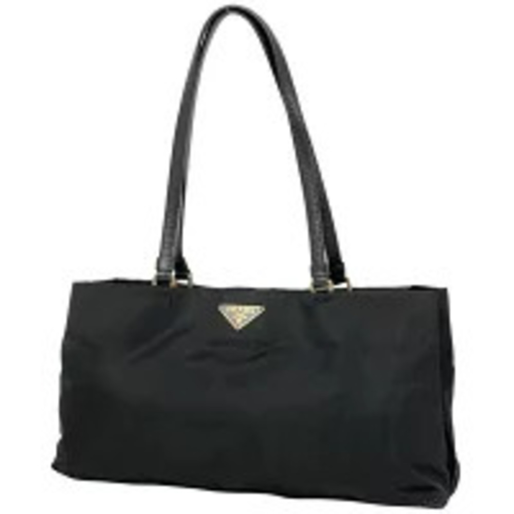 Prada Plate Tote Bag Handbag Nero Black